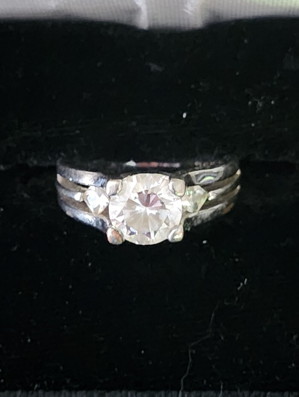 Vtg RSC Silver Tone CZ Solitare Ring